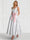 A-Line/Princess Cocktail Dresses Floral Formal V Neck Sleeveless Tea Length with Bowknot Pocket