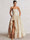 A-Line/Princess Long Butter Yellow Prom Dresses Basque Waist Stretch Strapless Floor-Length Side Split With Pleats&Back Lace-Up Wedding Guest Dresses