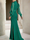 Sheath/Column Elegant Mother Of The Bride Dress V Neck Long Lantern Sleeves Floor-Length Formal Evening