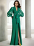 Sheath/Column Elegant Mother Of The Bride Dress V Neck Long Lantern Sleeves Floor-Length Formal Evening