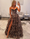 A-Line/Princess Leopard Floral Prom Dresses Basque Waist Floor-length Corset Dresses With Layered Ruffles Lace