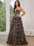 A-Line/Princess Leopard Floral Prom Dresses Floor-length Corset Dresses With Layered Ruffles Lace