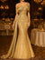 Sequin Mermaid / Trumpet Evening Gown Elegant Formal Dress Formal Wedding Floor Length Sleeveless Off Shoulder Sequined with Glitter