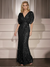 Sheath/Column Sequined Evening Dresses Sparkle V Neck Sleeveless Floor-Length Elegant Formal Dress With Ruched