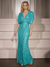 Sheath/Column Sequined Evening Dresses Sparkle V Neck Sleeveless Floor-Length Elegant Formal Dress With Ruched