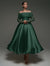 A Line Cocktail Dress Detachable With Shawl Ankle Length Elegant Dresses Formal Wedding Long Sleeve Off Shoulder Satin Dress