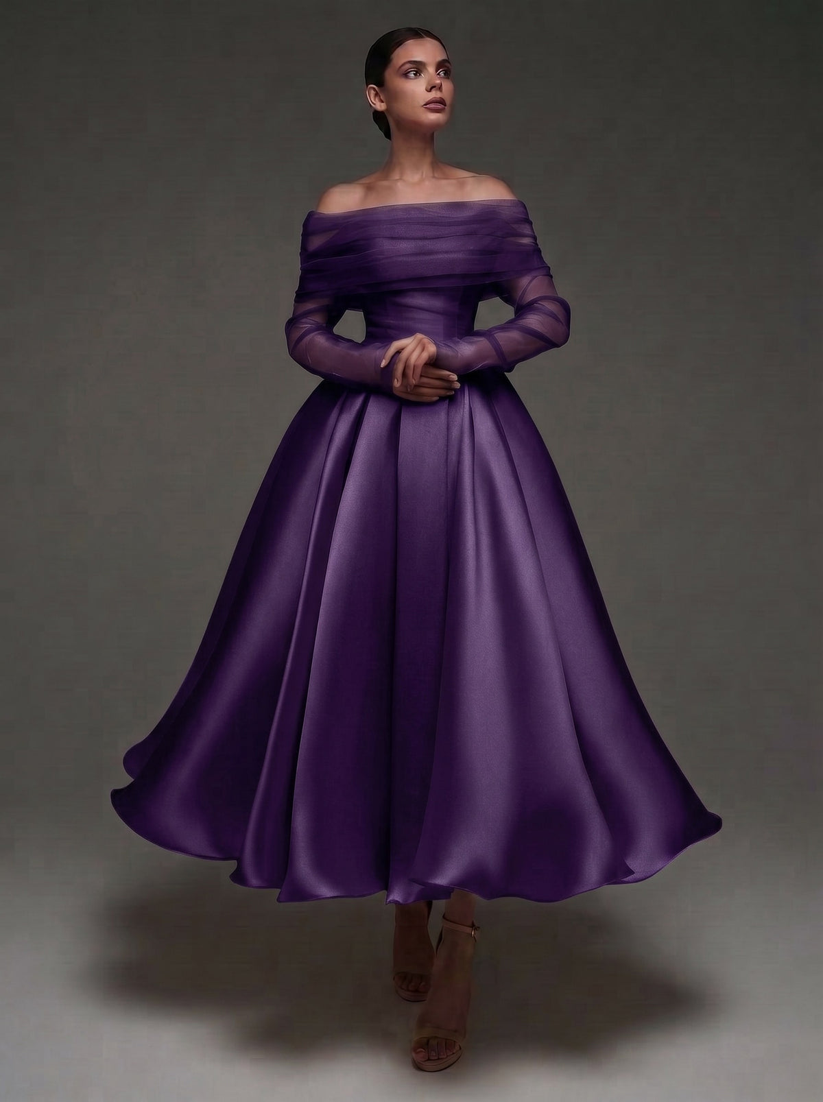 A Line Cocktail Dress Detachable With Shawl Ankle Length Elegant Dress – Nafori