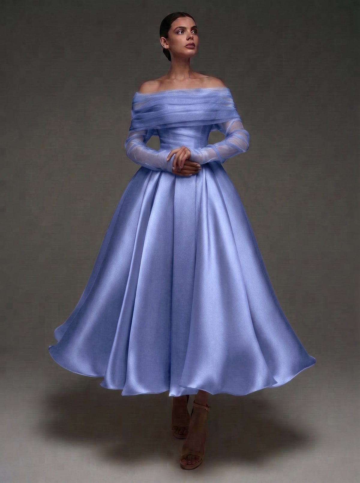 A Line Cocktail Dress Detachable With Shawl Ankle Length Elegant Dress – Nafori