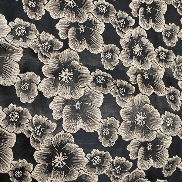 A-Line Evening Dress Floral High Split Formal Gown Jacquard Wedding Guest Floor Length Long Sleeve V Neck Belt / Sash Satin with Slits