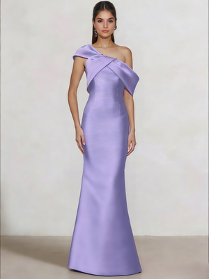 Sheath/Column Elegant Evening Dresses Satin One Shoulder Floor-Length Formal Dress