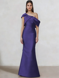 Sheath/Column Elegant Evening Dresses Satin One Shoulder Floor-Length Formal Dress