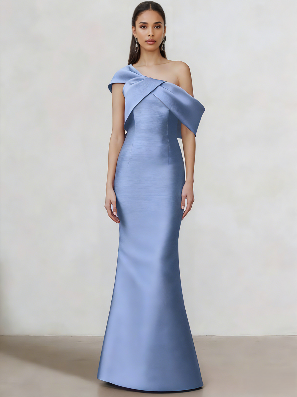 Sheath/Column Elegant Evening Dresses Satin One Shoulder Floor-Length Formal Dress