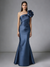 Sheath/Column Elegant Evening Dresses Satin One Shoulder Floor-Length Formal Dress With Shoulder Flower