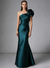 Sheath/Column Elegant Evening Dresses Satin One Shoulder Floor-Length Formal Dress With Shoulder Flower