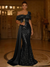 Sequin Mermaid / Trumpet Evening Gown Elegant Formal Dress Formal Wedding Floor Length Sleeveless Off Shoulder Sequined