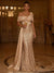 Sequin Mermaid / Trumpet Evening Gown Elegant Formal Dress Formal Wedding Floor Length Sleeveless Off Shoulder Sequined