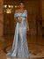 Sequin Mermaid / Trumpet Evening Gown Elegant Formal Dress Formal Wedding Floor Length Sleeveless Off Shoulder Sequined