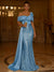 Sequin Mermaid / Trumpet Evening Gown Elegant Formal Dress Formal Wedding Floor Length Sleeveless Off Shoulder Sequined