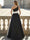 A-Line Evening Dresses Satin Floor Length One Shoulder Colorblock Formal Gown with Ruched