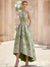 A-Line Cocktail Dress Elegant Jacquard Floral Dress High Low Tea Length Sleeveless Round Neck with Pocket Wedding Guest Dress