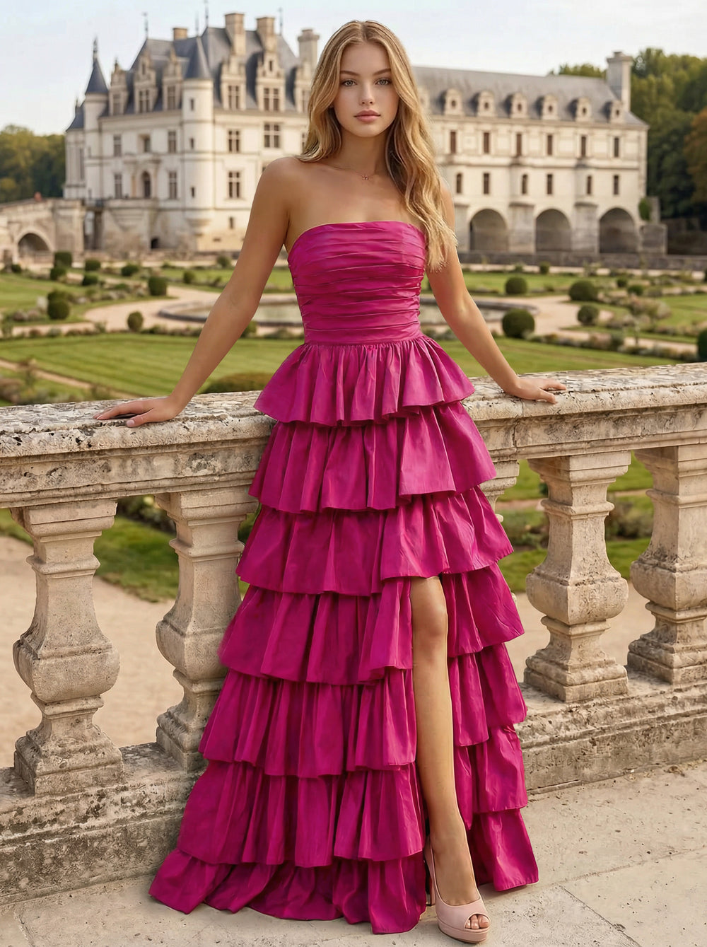 A Line/Princess Simple Prom Dress Taffeta Off-Shoulder Sleeveless Floor-Length Formal Dress With Layered