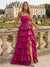 A Line/Princess Simple Prom Dress Taffeta Off-Shoulder Sleeveless Floor-Length Formal Dress With Layered