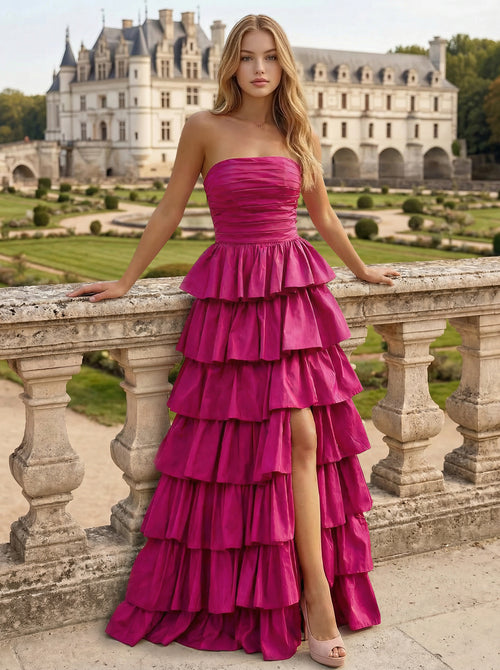A Line/Princess Simple Prom Dress Taffeta Off-Shoulder Sleeveless Floor-Length Formal Dress With Layered