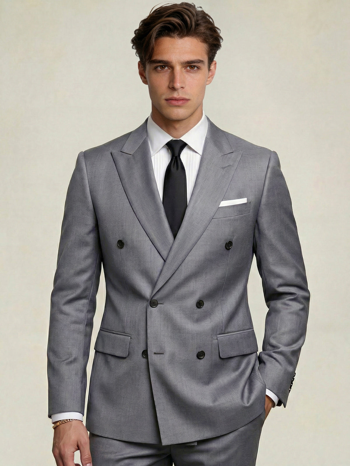 Men's Suit Daily Tailored Fit Double Breasted Six-buttons Wedding Suits