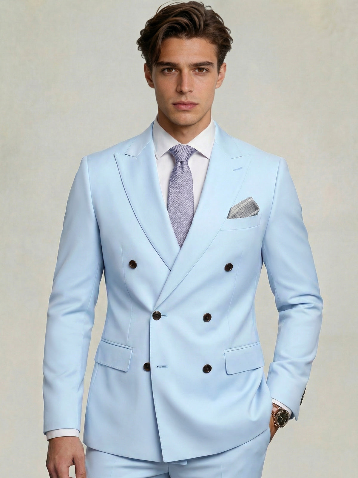 Men's Suit Daily Tailored Fit Double Breasted Six-buttons Wedding Suits