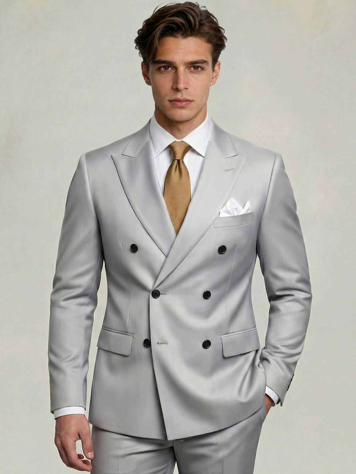 Men's Suit Daily Tailored Fit Double Breasted Six-buttons Wedding Suits