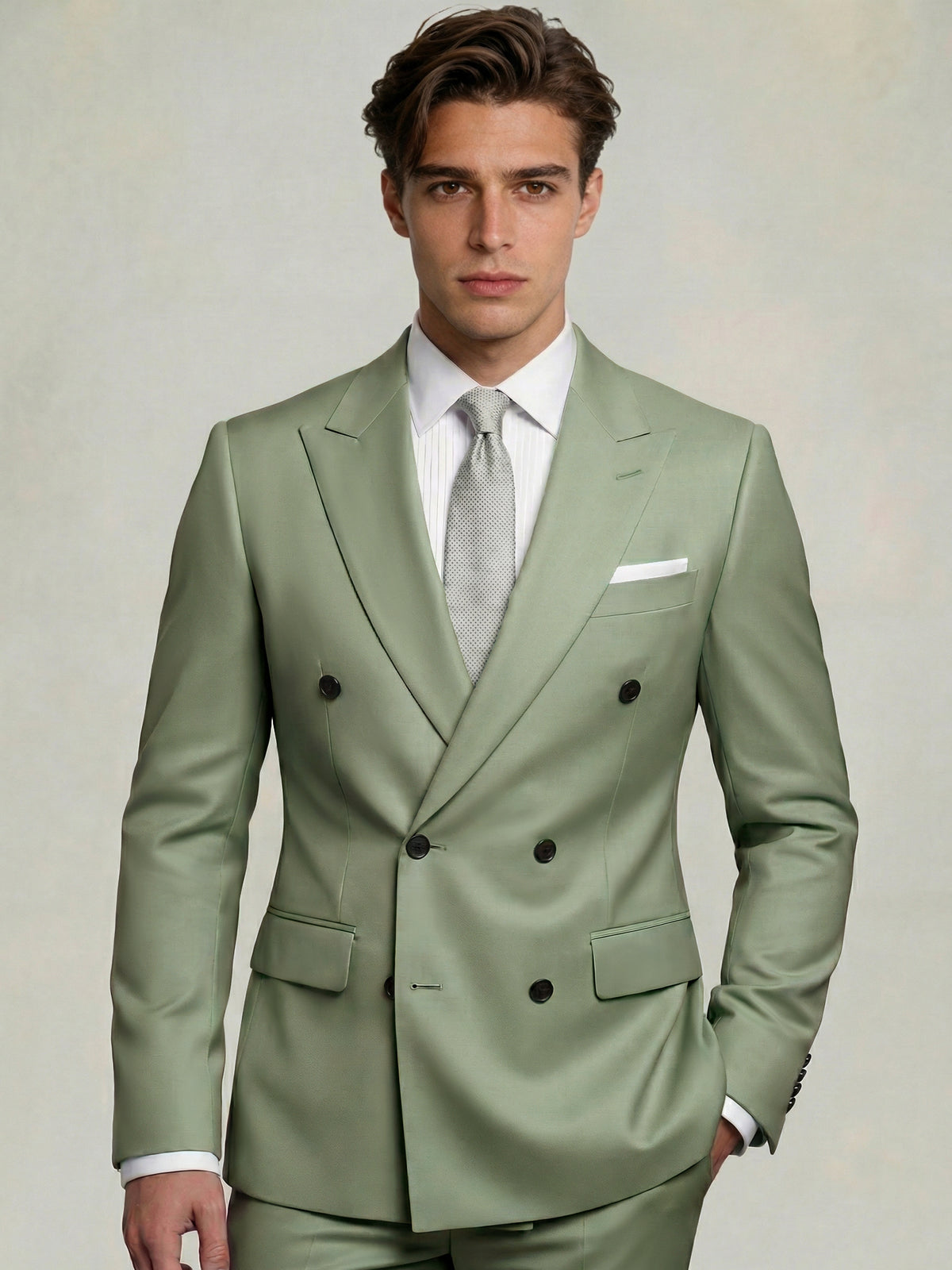 Men's Suit Daily Tailored Fit Double Breasted Six-buttons Wedding Suits