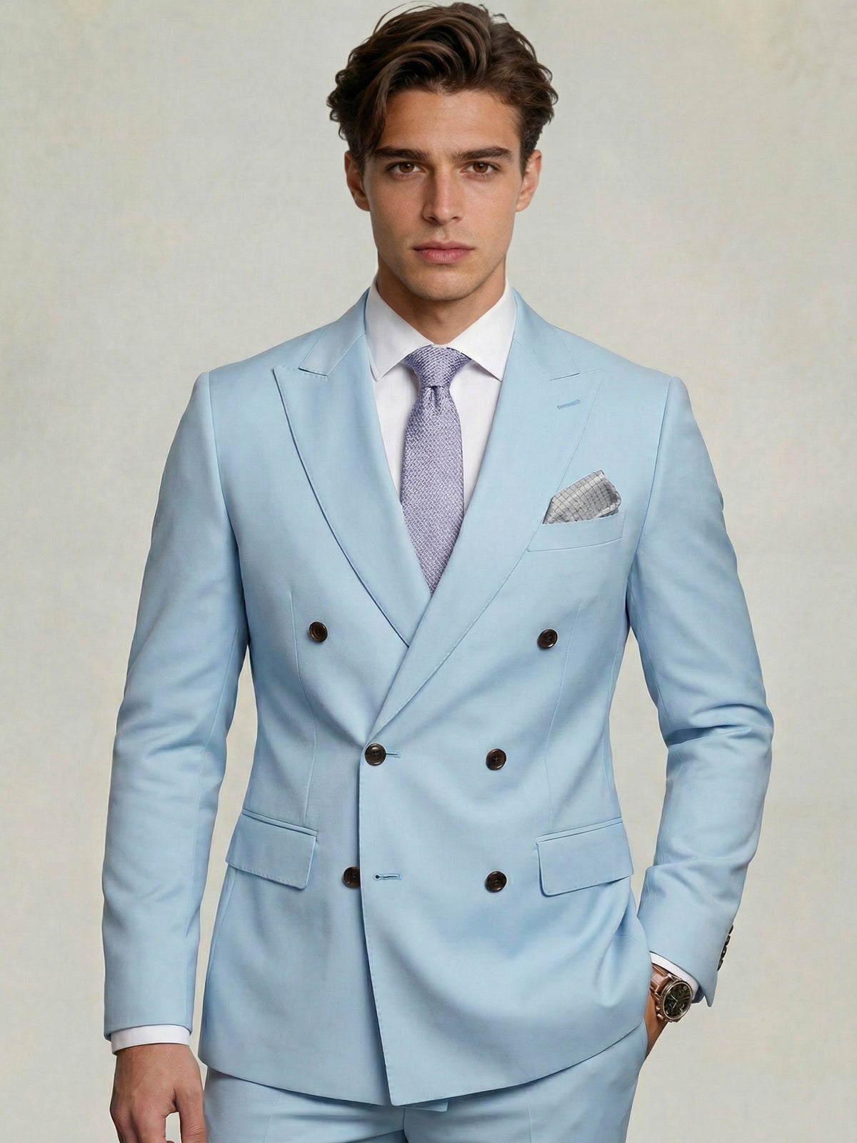 Men's Suit Daily Tailored Fit Double Breasted Six-buttons Wedding Suits