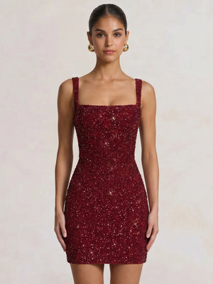 A-Line/Princess Homecoming Party Sequin Dresses Spaghetti Straps Sleeveless Short/Mini Lace Up