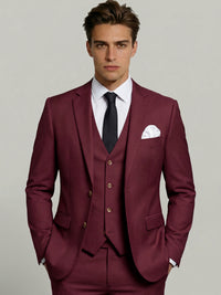 Men's Tailored Suit Fit Single Breasted One-button 3 Pieces Wedding Suits