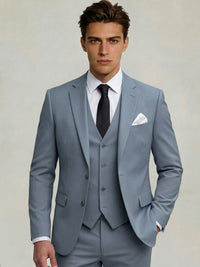 Men's Tailored Suit Fit Single Breasted One-button 3 Pieces Wedding Suits