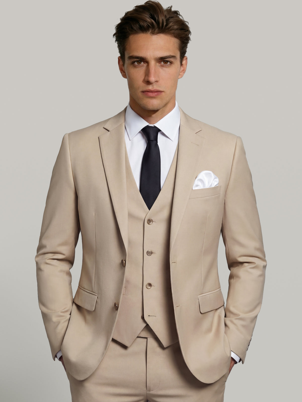 Men's Tailored Suit Fit Single Breasted One-button 3 Pieces Wedding Suits