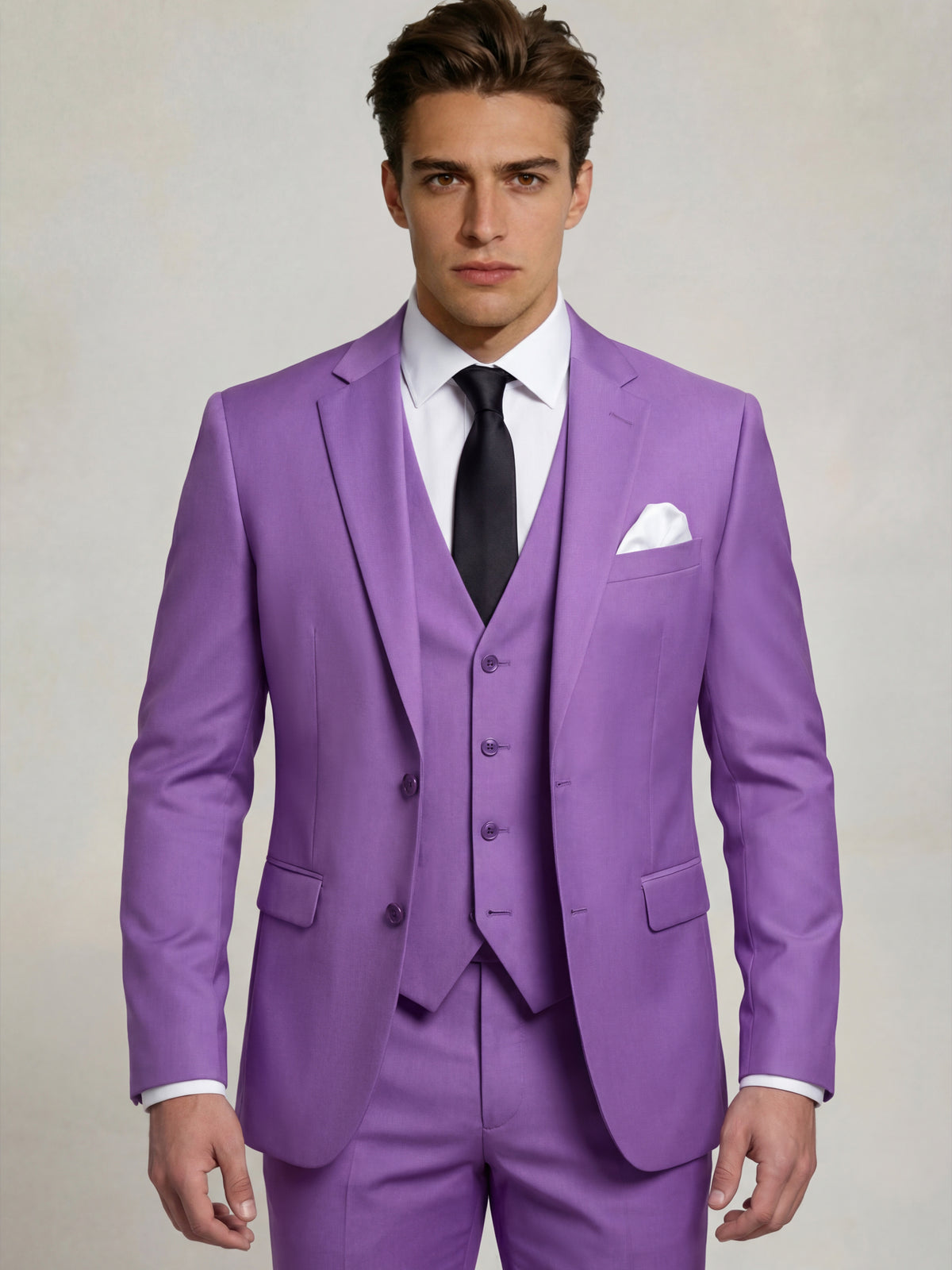 Men's Tailored Suit Fit Single Breasted One-button 3 Pieces Wedding Suits