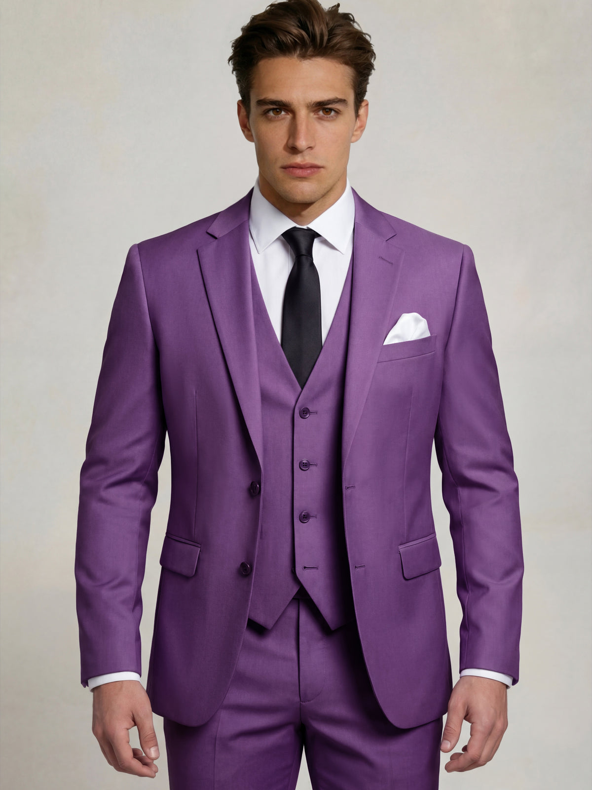 Men's Tailored Suit Fit Single Breasted One-button 3 Pieces Wedding Suits