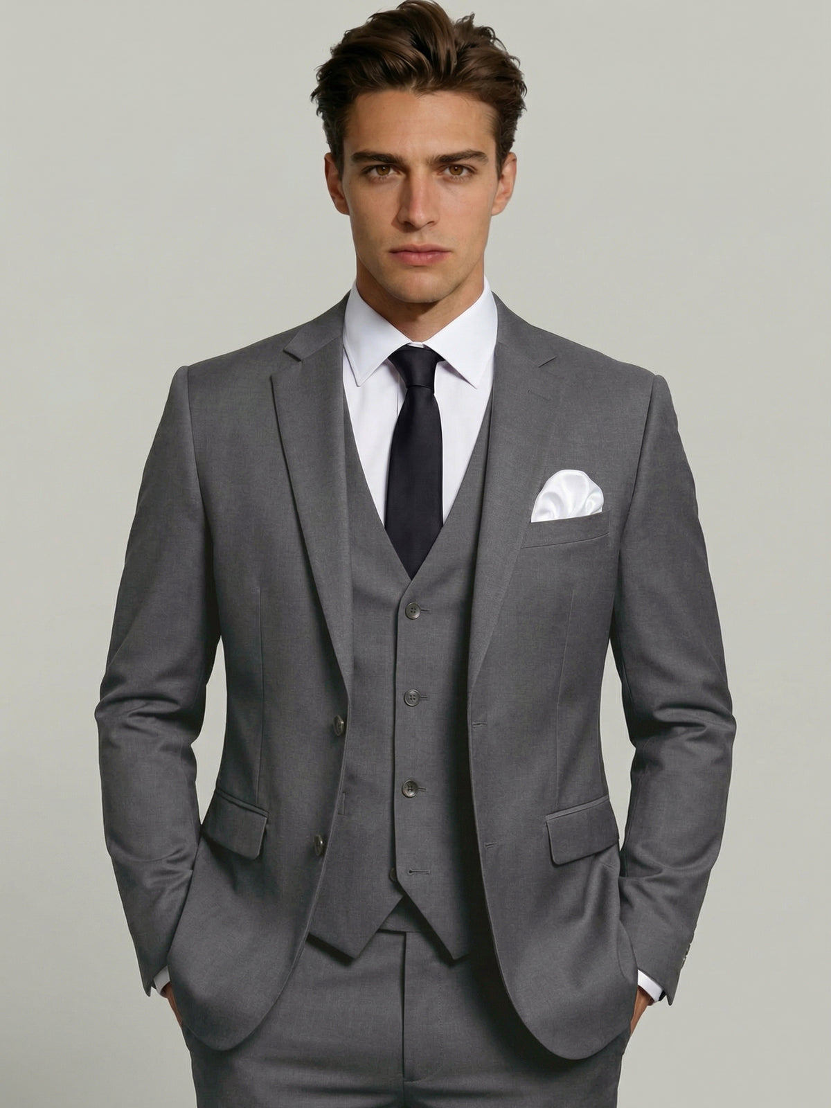 Men's Tailored Suit Fit Single Breasted One-button 3 Pieces Wedding Suits