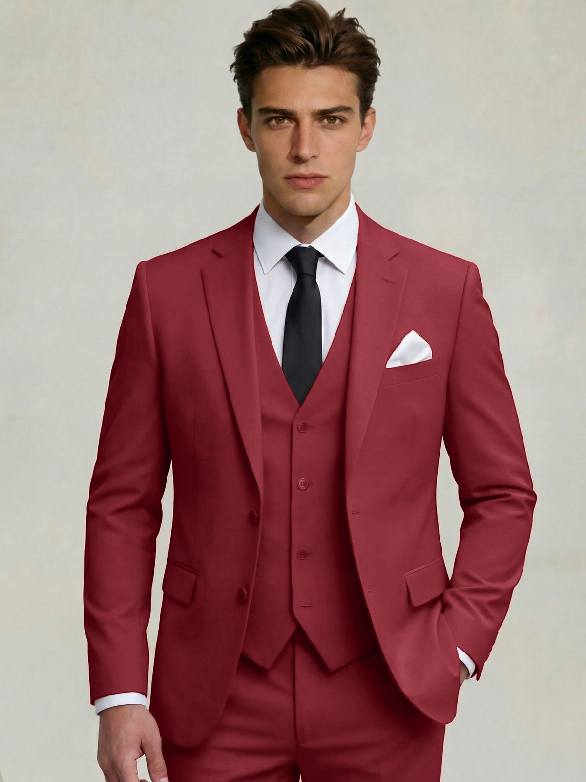 Men's Tailored Suit Fit Single Breasted One-button 3 Pieces Wedding Suits
