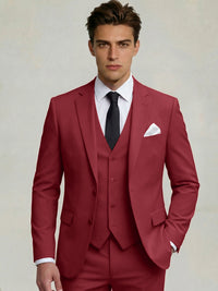 Men's Tailored Suit Fit Single Breasted One-button 3 Pieces Wedding Suits