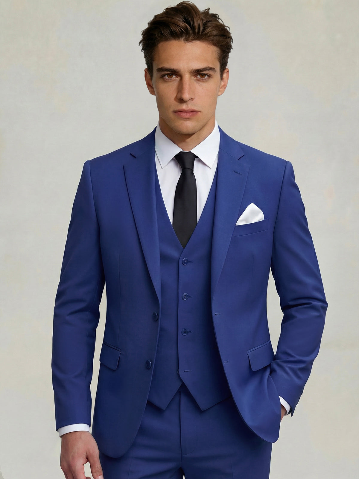 Men's Tailored Suit Fit Single Breasted One-button 3 Pieces Wedding Suits