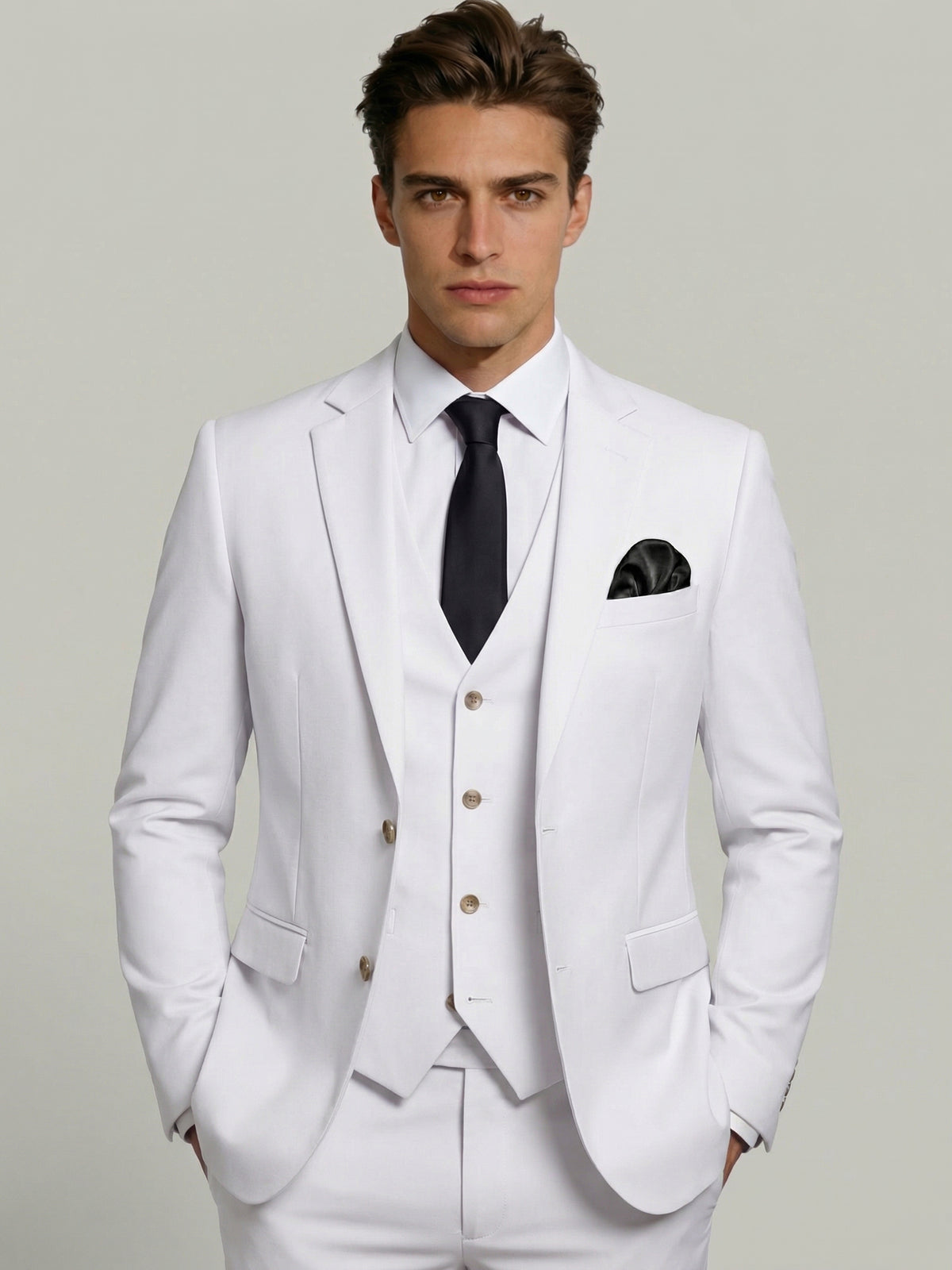 Men's Tailored Suit Fit Single Breasted One-button 3 Pieces Wedding Suits