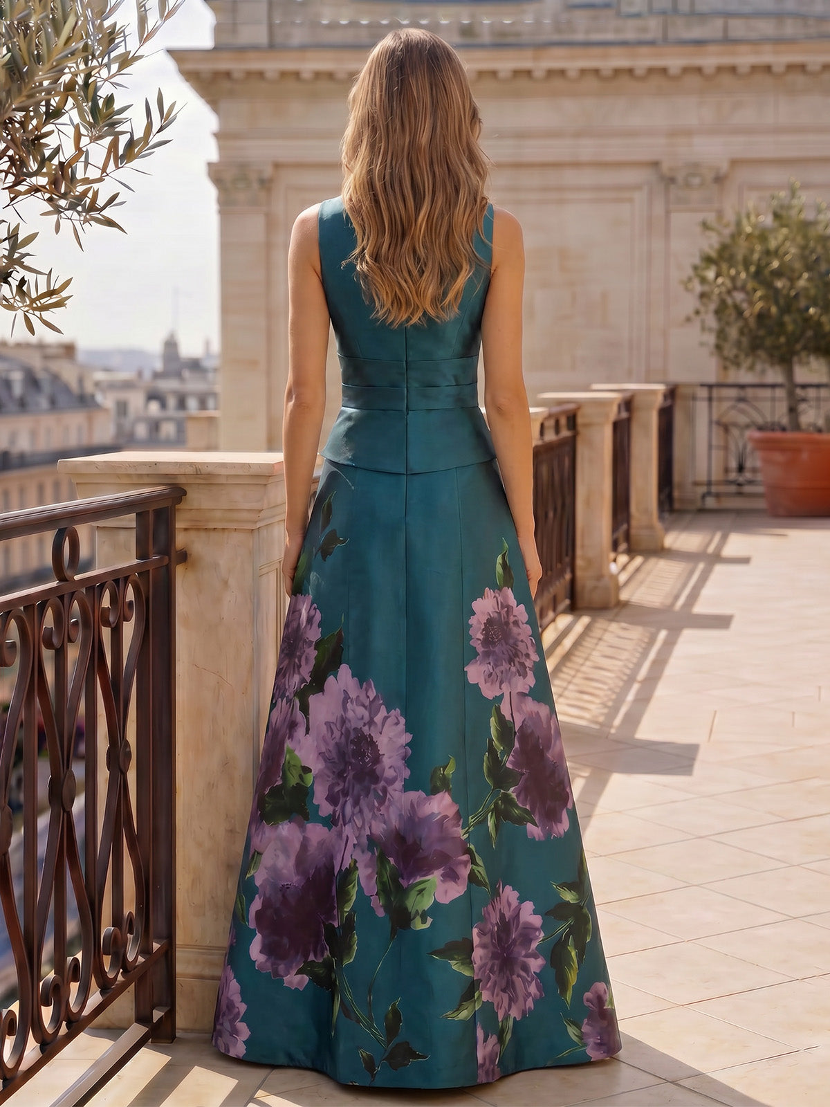 紧身晚礼服 奢华巴洛克风 单肩提花束身胸衣褶皱晚礼裙