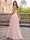 A Line/Princesses Prom Dresses Pleated Chiffon Off Shoulder Floor-Length Formal Dress With Scarf