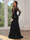 Trumpet/Mermaid Elegant Mother Of The Bride Dresses Scoop Long Sleeves Floor-Length Black Formal Dresses With Appliques&Sequins