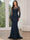 Trumpet/Mermaid Elegant Mother Of The Bride Dresses Scoop Long Sleeves Floor-Length Black Formal Dresses With Appliques&Sequins