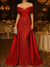 Mermaid / Trumpet Evening Gown Elegant Formal Dress Floor Length Sleeveless Off The Shoulder Sequined with Overskirt