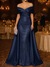 Mermaid / Trumpet Evening Gown Elegant Formal Dress Floor Length Sleeveless Off The Shoulder Sequined with Overskirt