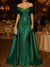 Mermaid / Trumpet Evening Gown Elegant Formal Dress Floor Length Sleeveless Off The Shoulder Sequined with Overskirt